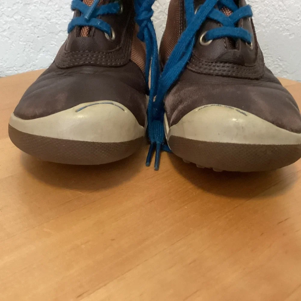 Plae‎ Noel Waterproof Boots Kids Size 12 Brown Blue Leather eVent Winter Shoes